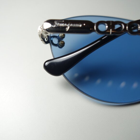 Vintage Salvatore Ferragamo Rimless Metal Frame Sunglasses Made In Italy w/ Case - Picture 9 of 16